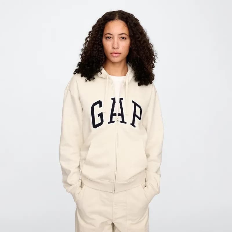 Buzo/ Hoodie GAP con cremallera y logo de algodón para mujer