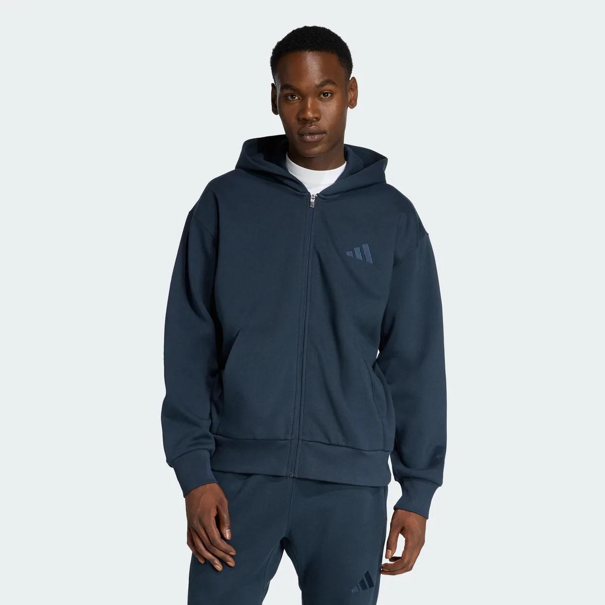 Buzo/Hoodie Adidas Blue con Capucha y Cierre Completo — vista 1