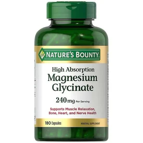 Glicinato de Magnesio Nature’s Bounty 240mg (180 cápsulas) — vista 1