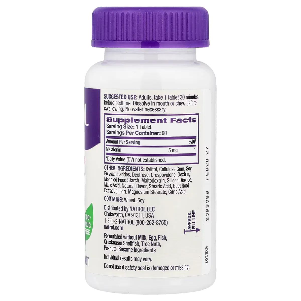 Melatonina NATROL 5mg (250 tabletas) — vista 2
